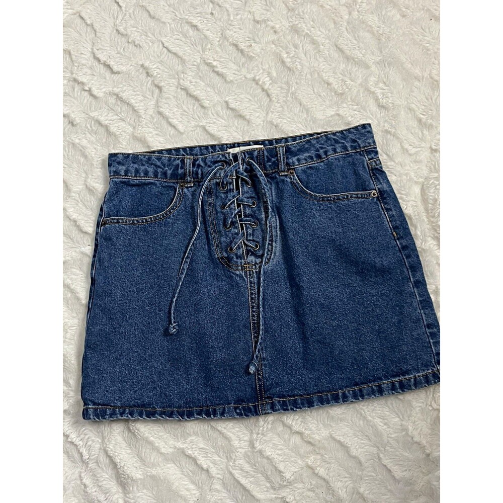 Vintage Style Forever 21 Women’s 28 Lace Front Denim Mini Skirt Y2K Streetwear